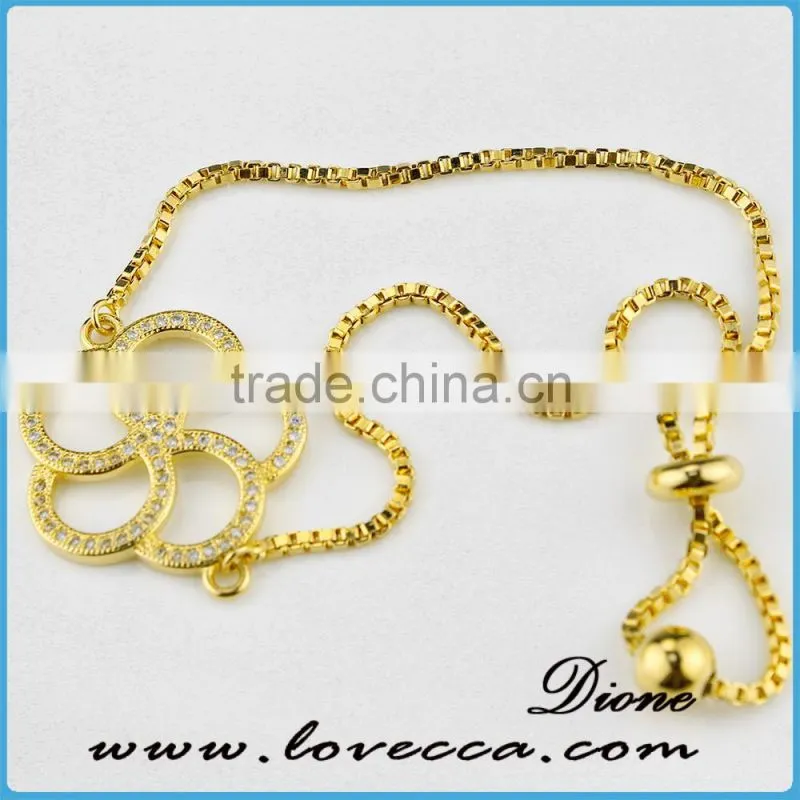 24Kt gold bracelet micropave CZ girls gold chain bracelet