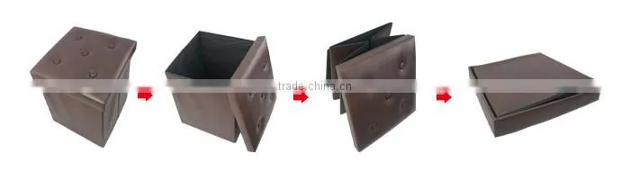 Faux Leather Folding Storage Cube Basket Footrest