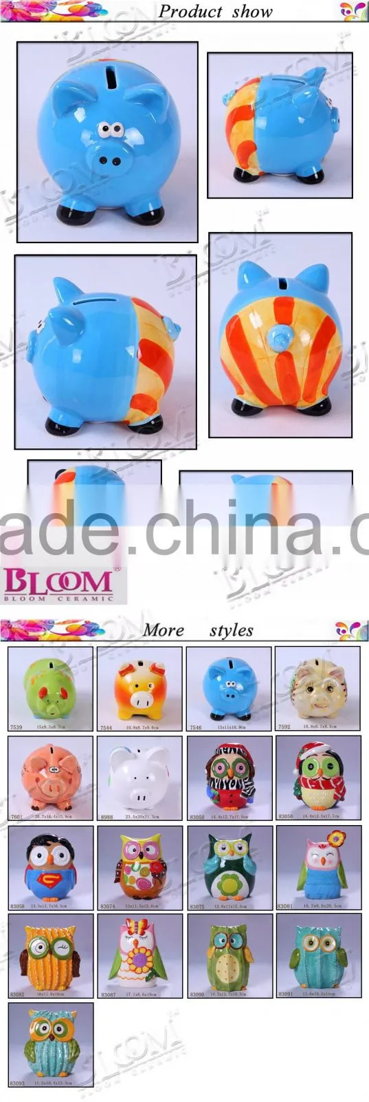 New design of hand painted ceramic custom coin bank