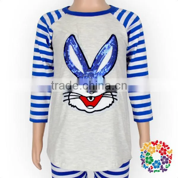 Easter Bunny Embroidery Sequin Kids Tshirts Fashion New Pattern Long Sleeve Easter Kids Raglan Shirts