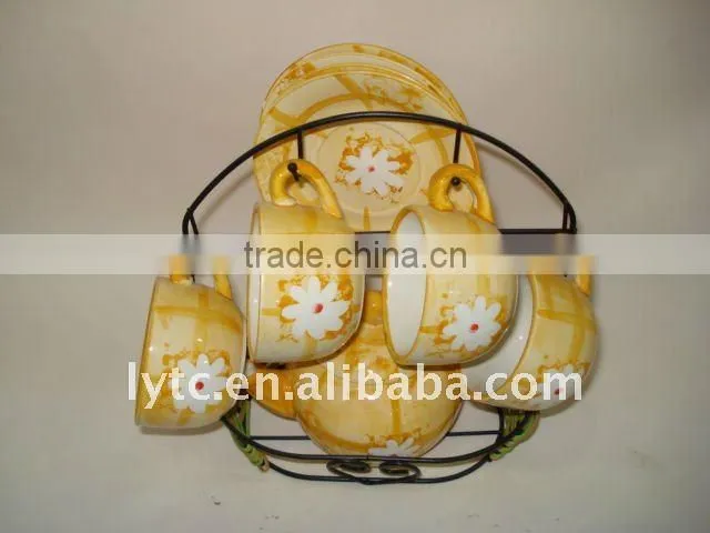 ceramic tea set with iron stand
