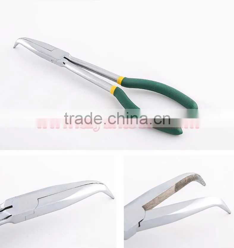 11" 280mm Auto Pliers Carry Pouch Auto Pliers Long Reach 45-Degree Bent Long Nose Pliers