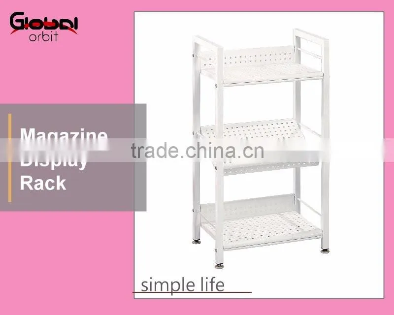 Colorful Metal 3 Tier Book Storage Shelf Magazine Display Rack DIY Bookcase