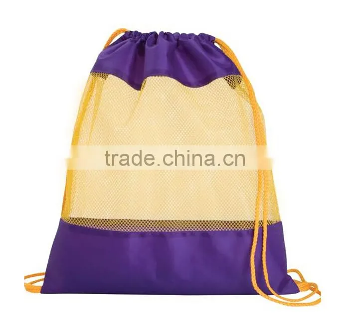 Quite Cool Black Promotional Polyester Foldable Waterproof Drawstring Backpack