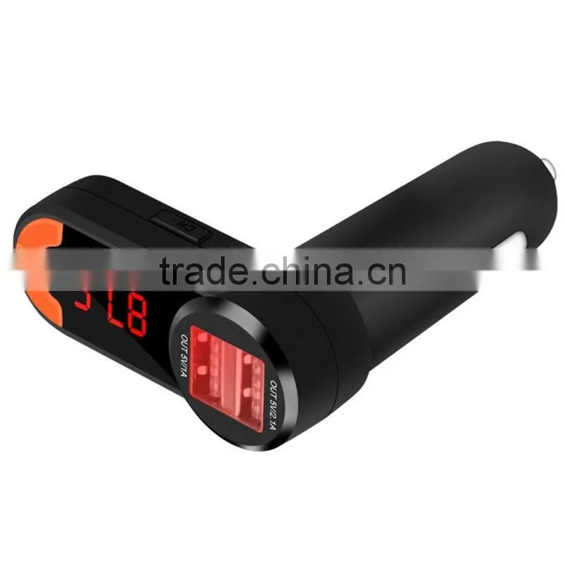 2016 hot mini LED Display Bluetooth handsfree Car FM Transmitter MP3 Player with USB Car Charger