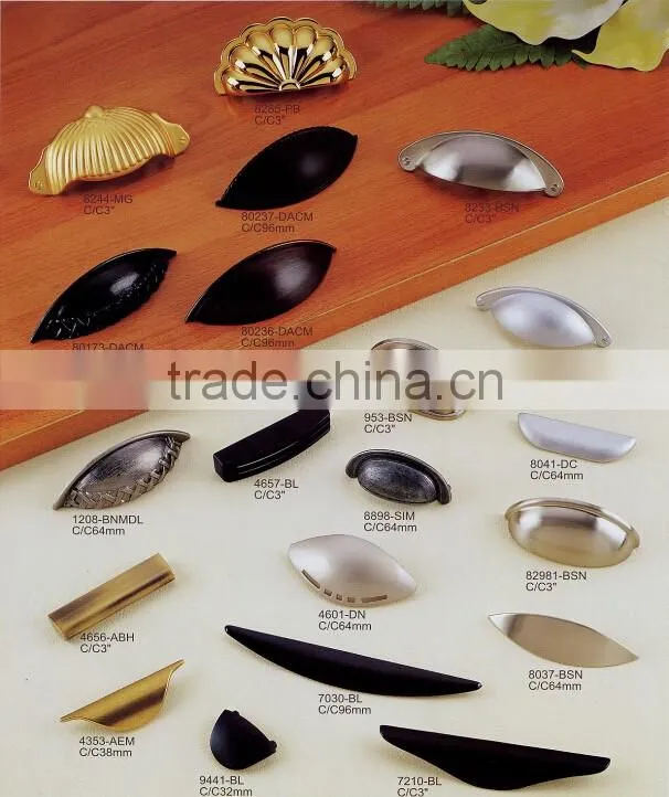 Satin Zinc Alloy Cabinet Drawer Pull Handle Shell Style Handle cup handle