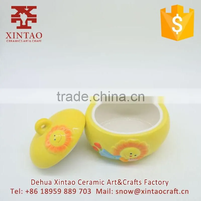 2017 newest design Kids sunflower ceramic dinner dish