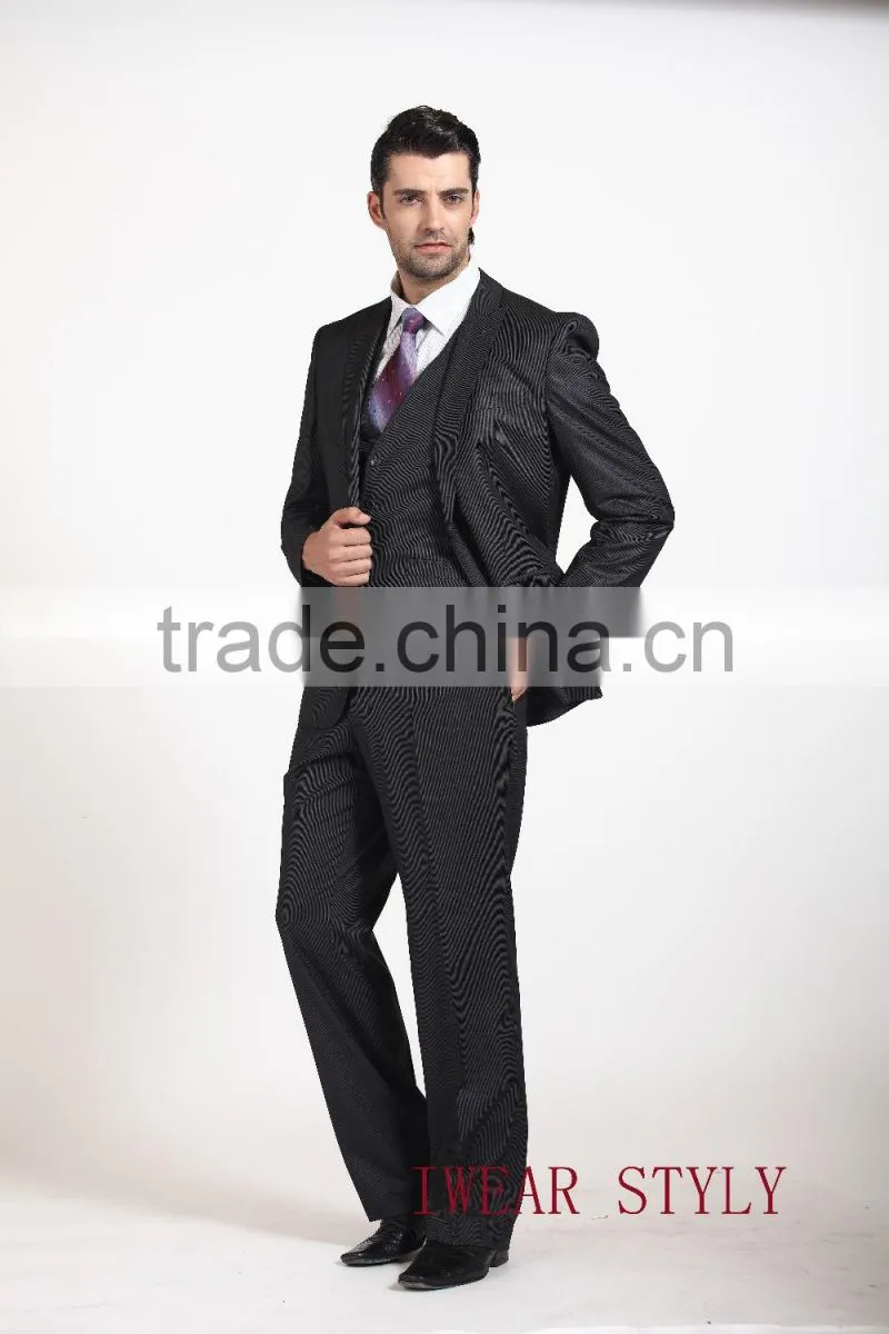 2015 Stripe Fashion 3 Pieces slim fit Business suits for man