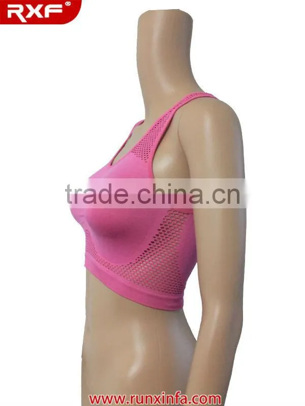 Ladies plain color seamless sport bra / sports bra with breathable mesh hole
