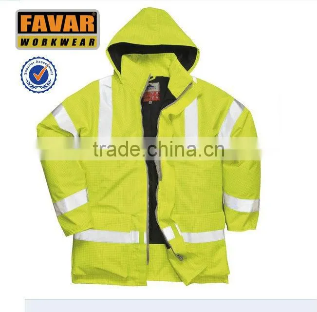 fluorescent green and white color winter jacket with hoody