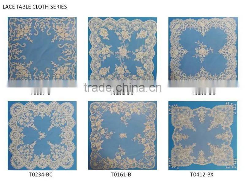 fancy rosette ivory gold white wedding table cloth