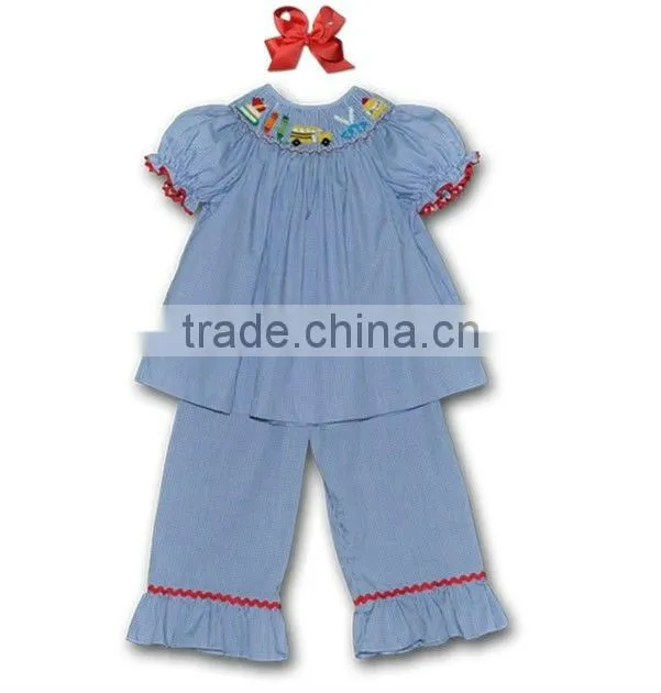Infant/Toddler Girl Hand Smocked School Girl's Pants Set, Smocked American Bloomers Set
