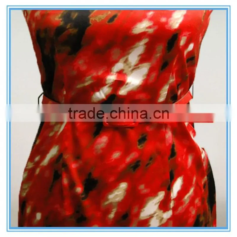 Sleeveless ladies print dress with waist belt