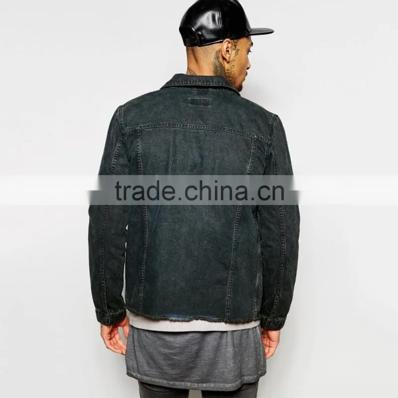 black plain wholesale denim jacket men custom cheap price