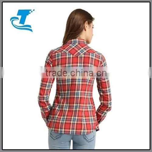 Spring Summer Ladies Female Casual Cotton Long Sleeve Plaid Shirt Women High Quality Blouses