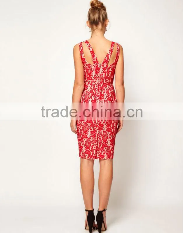 Pencil Dress In Bonded Lace
