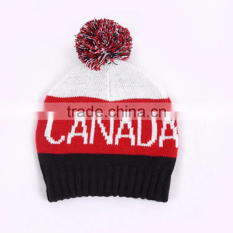 Jacquard football double layers scarf hat gloves woven acrylic sets