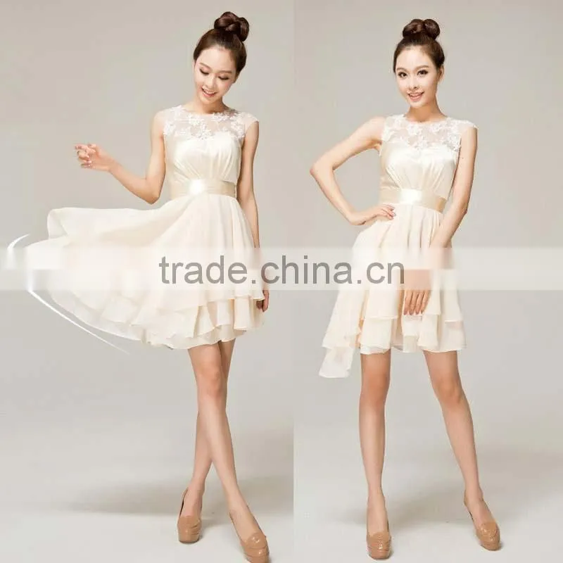 hot selling new charming beige bridesmaid prom party dress