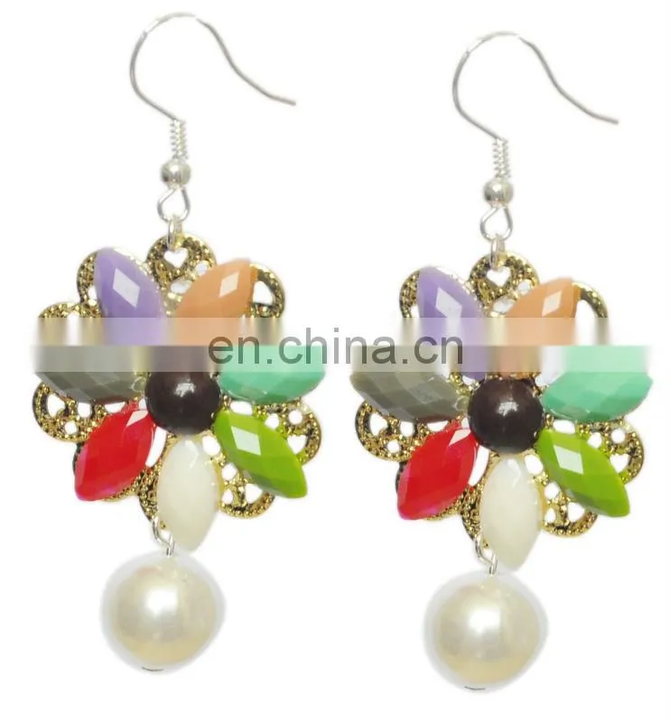 2014 Fashionable dainty turquois crystal chandelier dangle earring