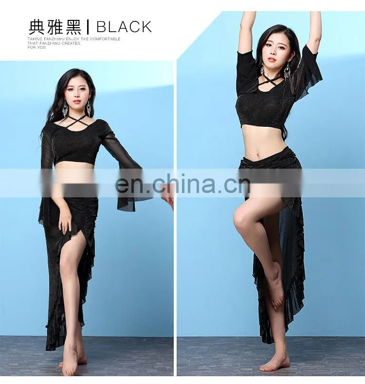 T-5199 Sexy elegant lady performance belly dance top and belt wear set