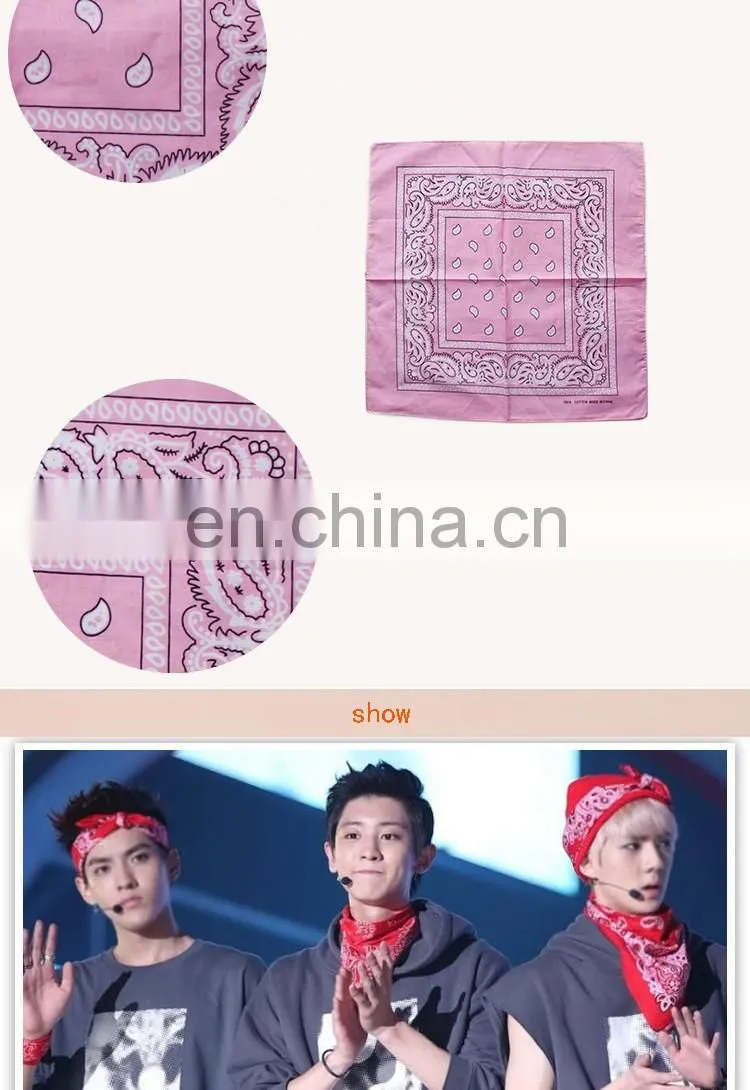 Lingshang Custom Promotional Paisley printed Square Cotton Bandana Wholesale