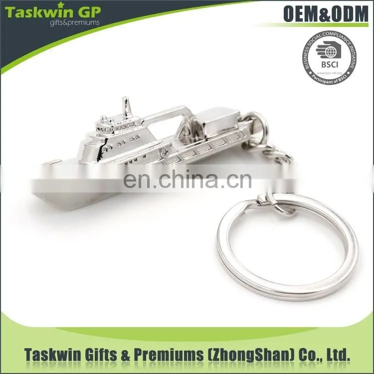 Cheap lovely design 3D ship shape metal keychain for souvenir