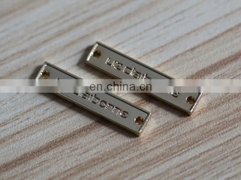 fashion durable metal garment label customized handbag metal logo for sale