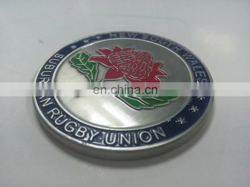 Personalized design and logo zinc alloy casting coin antique silver commemorative double-side coin with flower and ear of wheat
