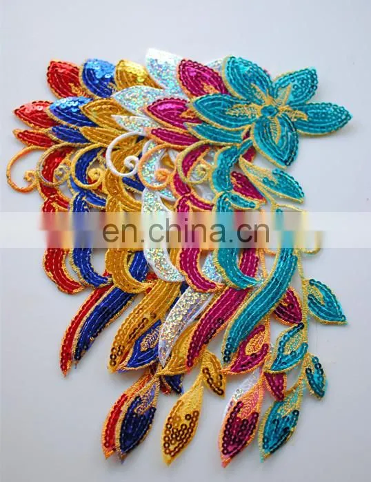 2017 New Developing Fashion Colorful Embroidered Sequin Flower Patches Applique