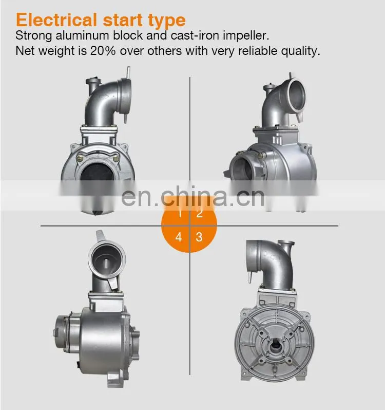 China manufacturer electric start high performance 2inch 3inch 4inch diesel water pumps