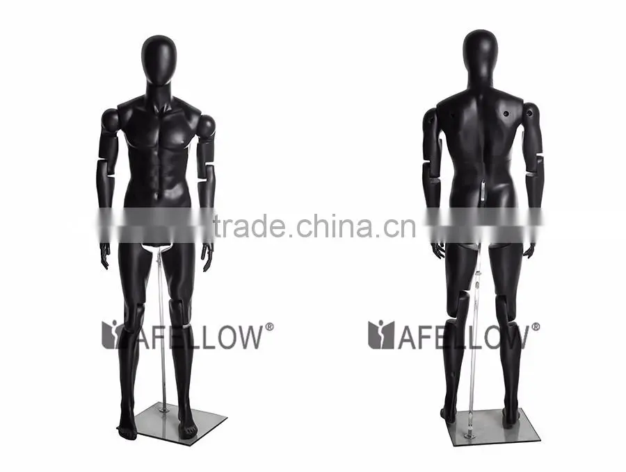 fiberglass material matte black color male movable joint mannequin