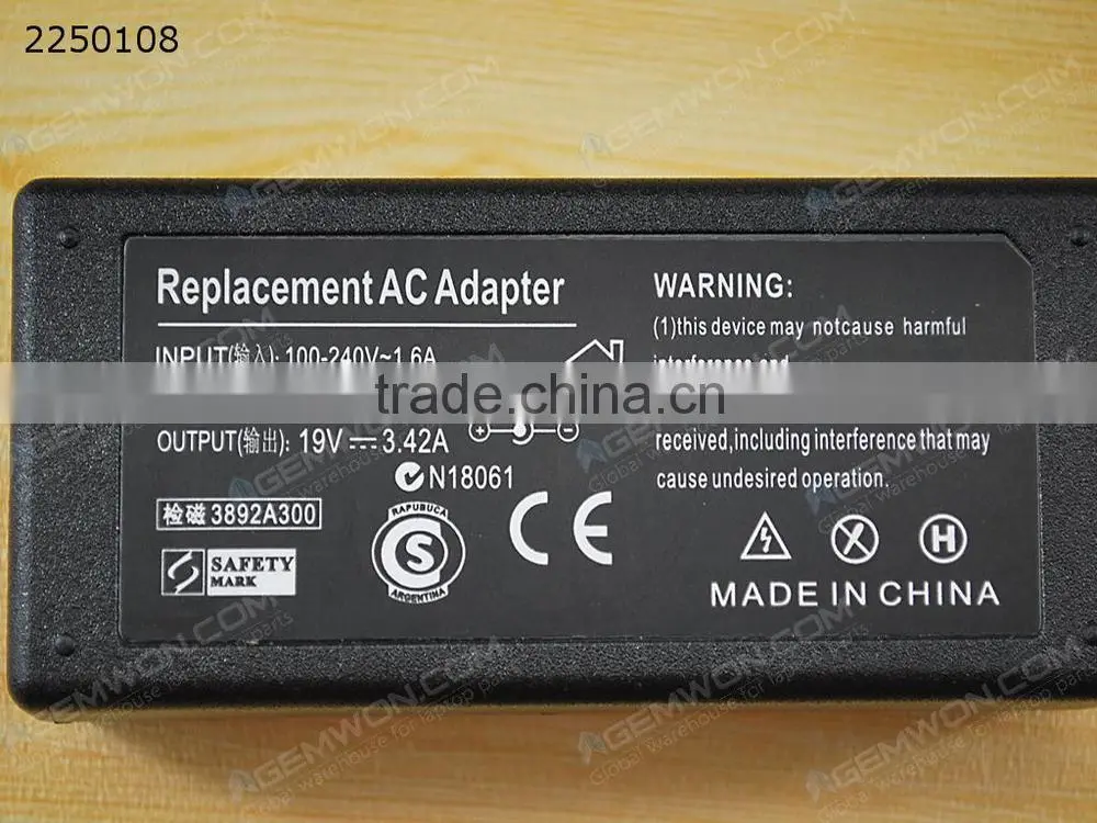 High Copy Laptop AC Power adapter for DELTA 19V 3.42A 5.5*2.5mm 65W