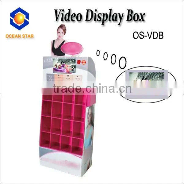 video player paper display box for super market promotion and advertising