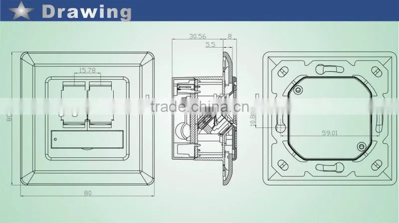 86x86 Cat6 shielded fiber faceplate