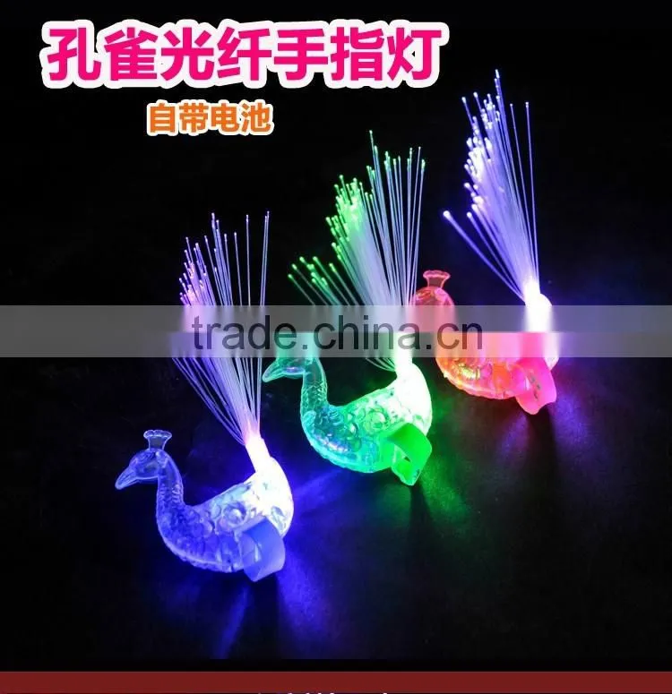 Custom Design Peacock Finger Ring,Led Finger Light, Fiber Optic Light Party Decoration