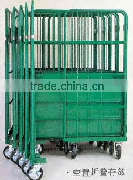 Japanese style durable steel industrial four wheel trolley