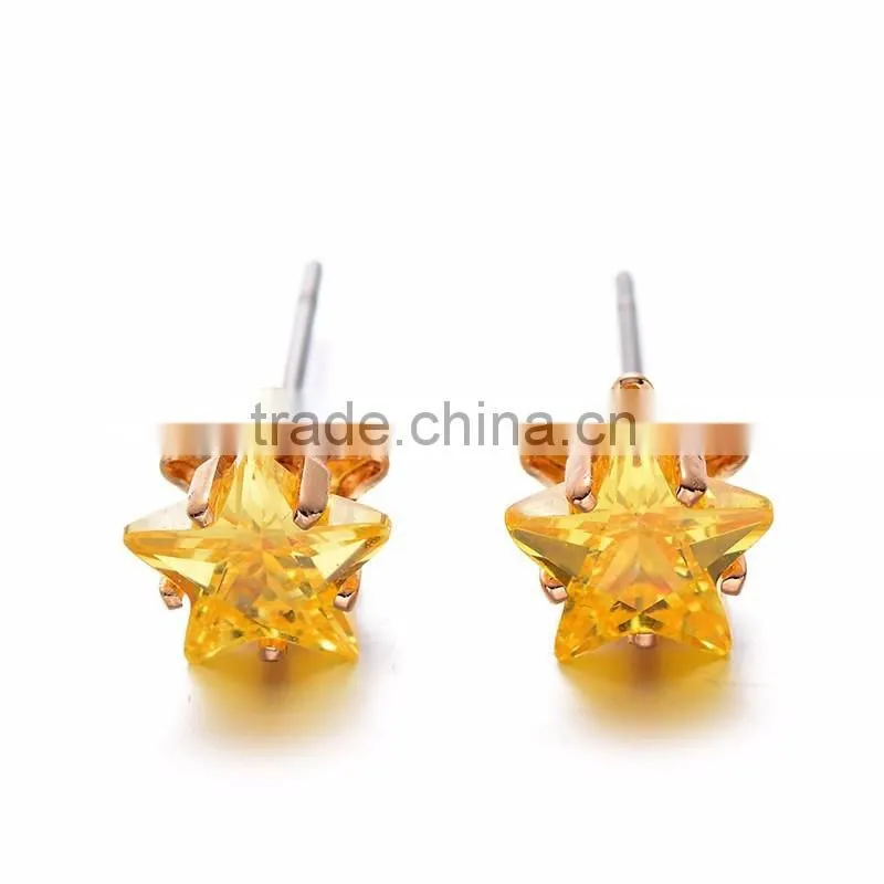 Newest 5 Pairs White and Yellow Zircon Jewellery Earrings Sets For Party Girls