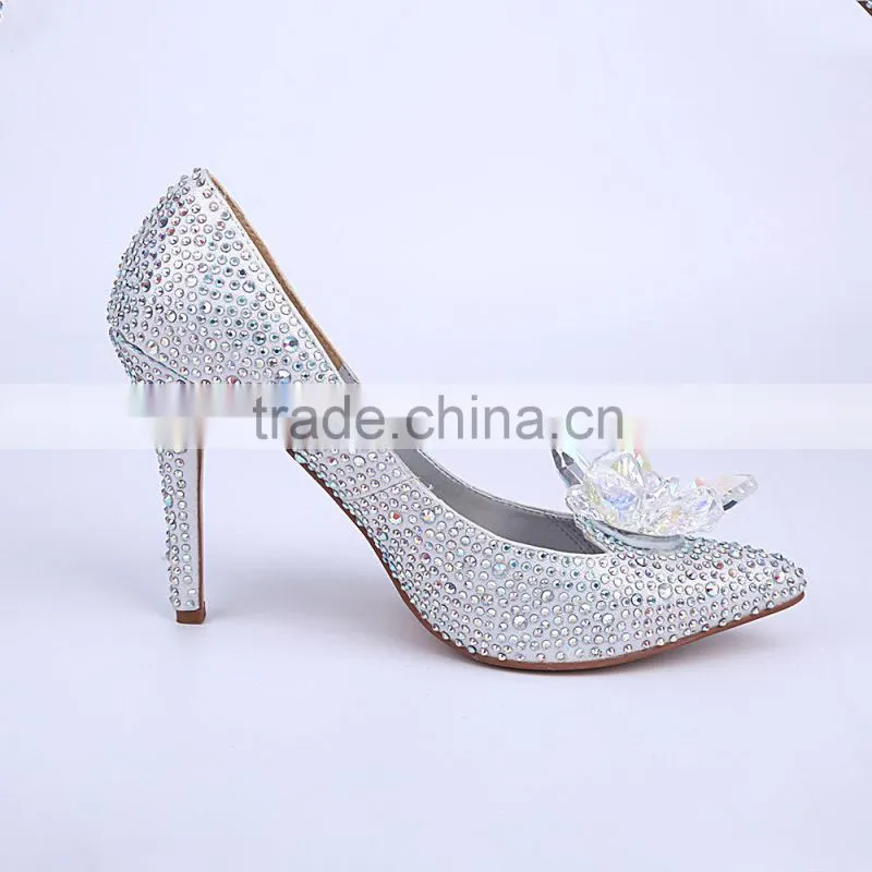 Bridal wedding shoes strass women high heel shoes small crystal stone shoes for wedding / party