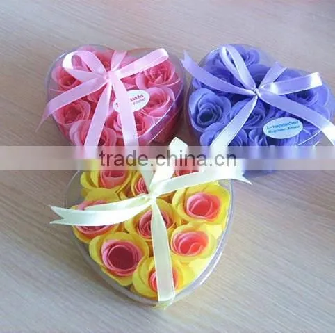 rose petal soap with heart shape box