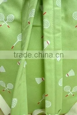 High Quality Products Bros White Badminton Rackets Pattern Printed Light Green Canvas Backpack