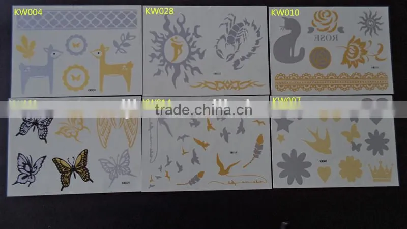 2015 FACE temporary tattoos face jewelry sticker golden tattoo KW- series 15*10.5CM