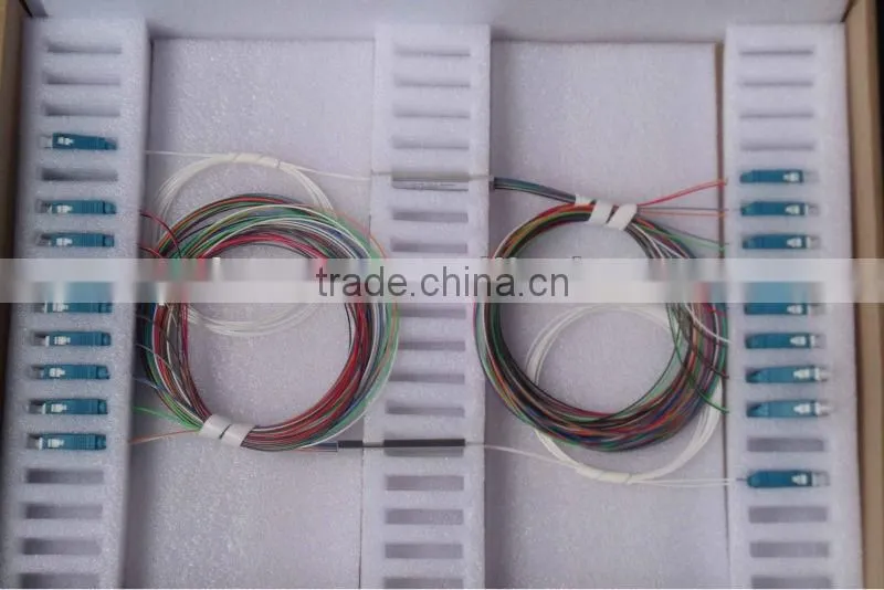 2*16 1260-1650nm Steel mini module type,0.9mm cable dia. 1.5m length,with SC/APC connector FTTH PLC Splitter