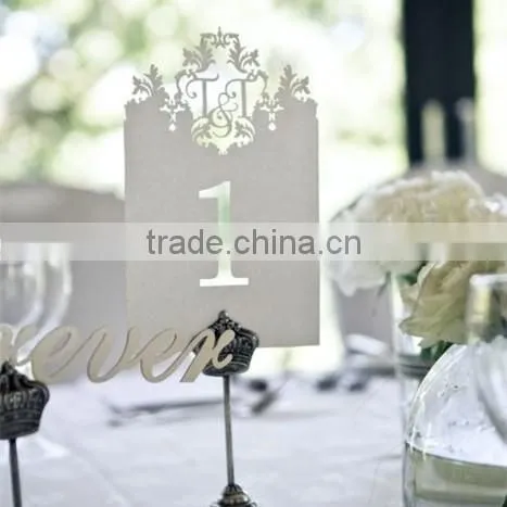 elegant custom different numbers & nemes white laser cut table numbers for wedding