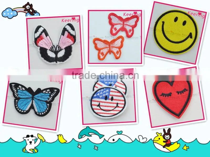 Hot Yellow smile face garment embroidery design custom patch