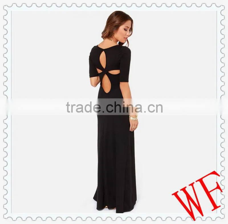 2015 New Arrival Europea Women fashion Black Sexy Bodycon Backless cheap Maxi Dress