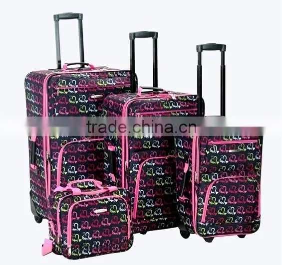 stock stocklot overstock closeout 3pcs 4pcs printed carry on trolley suitcase set