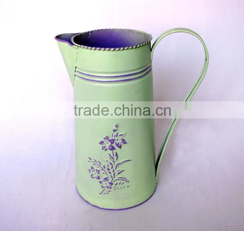 Mediterranean style metal garden flower water pitcher