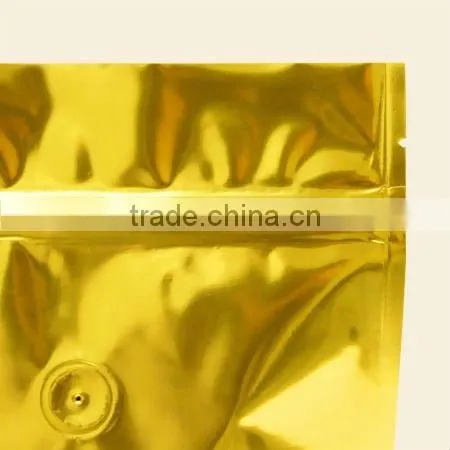 Golden foil standing bag with oneway valve