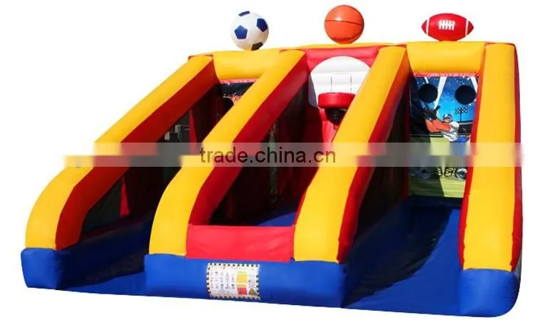 3 in 1 sports throw ball games,inflatable basketball n rugby ball n soccer pitch games