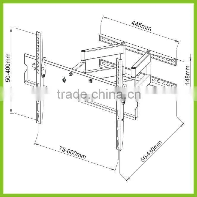 PLB147L VESA 600x400 Articulating Double Arm Movable TV Mount